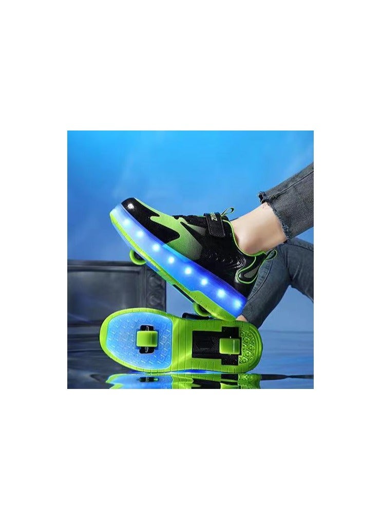 Loquat Breathability Roller Shoes USB Charge Girls Boys Sneakers with Wheels LED Roller Skates Shoes Multicolour  - Image 2