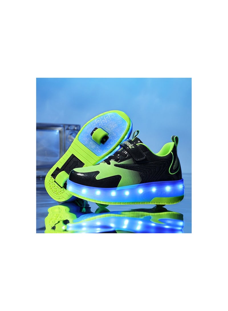 Loquat Breathability Roller Shoes USB Charge Girls Boys Sneakers with Wheels LED Roller Skates Shoes Multicolour  - Image 1