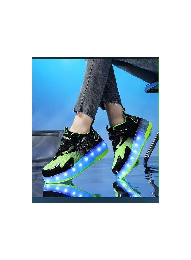 Loquat Breathability Roller Shoes USB Charge Girls Boys Sneakers with Wheels LED Roller Skates Shoes Multicolour  - Image 3