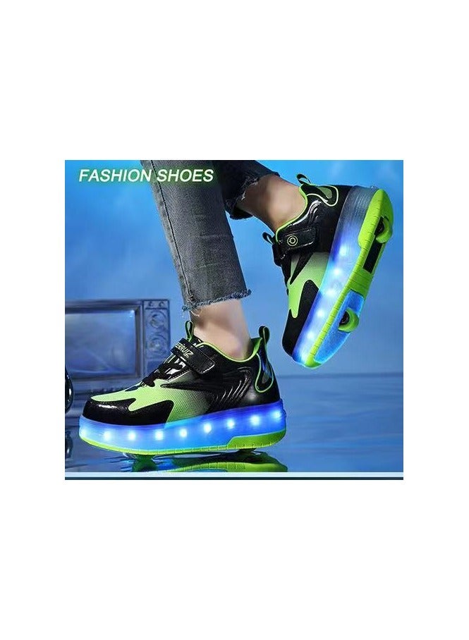 Loquat Breathability Roller Shoes USB Charge Girls Boys Sneakers with Wheels LED Roller Skates Shoes Multicolour  - Image 4