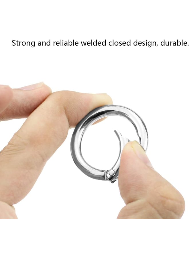 20 x Spring O Rings Round Spring Keyring Buckle Silver Alloy Snap Spring Loaded Clips Trigger for Keyrings Crafts Or Handbag Decorations - Inner Diameter 13/17/19/25mm - Image 2