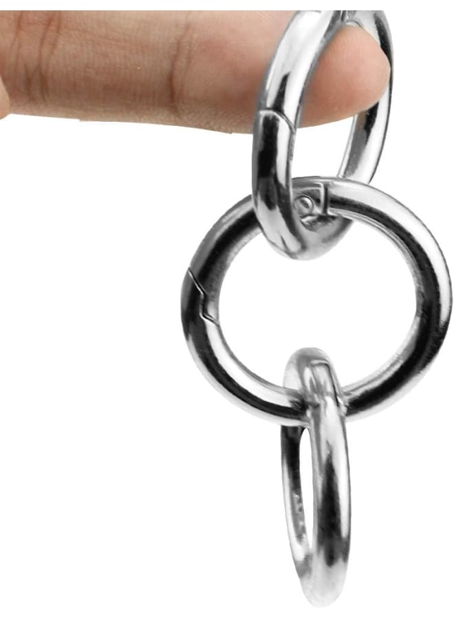 20 x Spring O Rings Round Spring Keyring Buckle Silver Alloy Snap Spring Loaded Clips Trigger for Keyrings Crafts Or Handbag Decorations - Inner Diameter 13/17/19/25mm - Image 3