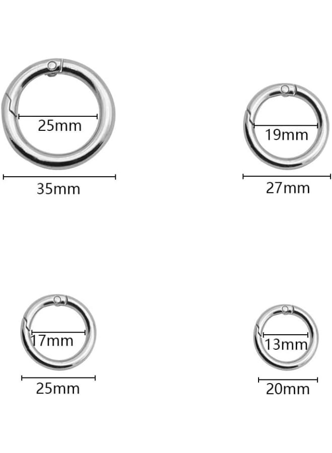 20 x Spring O Rings Round Spring Keyring Buckle Silver Alloy Snap Spring Loaded Clips Trigger for Keyrings Crafts Or Handbag Decorations - Inner Diameter 13/17/19/25mm - Image 4