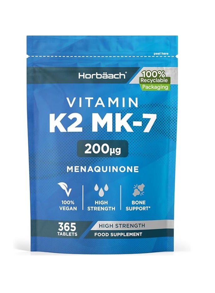 Horbäach Vitamin K2 MK7 200ug Supports Bone Health 365 Tablets