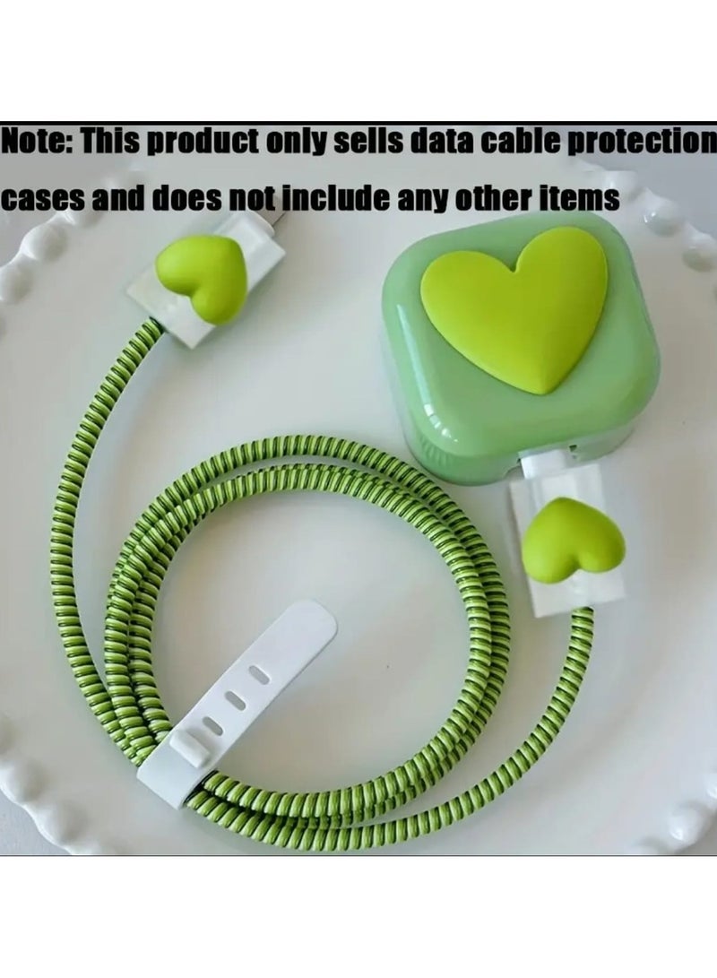 toocki Green Love Heart Charging Cable Protectors Cute Charger Protector for Iphone Charger Cover Case - Image 3