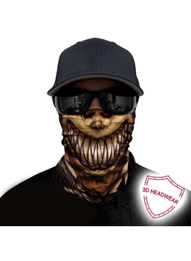 Obacle Skull Face Mask Sun Dust Wind Protection 3D Tube Mask Seamless Durable Face Mask Bandana Headwear Skeleton Face Mask Motorcycle Bike Riding Fishing Cycling Festival (Skull Brown Skeleton) - Image 2
