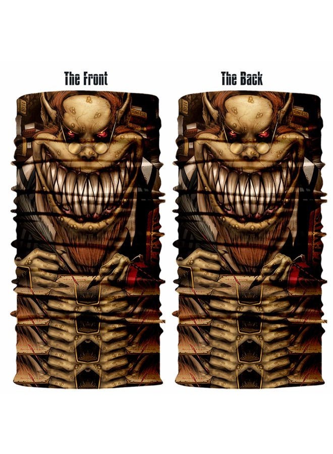Obacle Skull Face Mask Sun Dust Wind Protection 3D Tube Mask Seamless Durable Face Mask Bandana Headwear Skeleton Face Mask Motorcycle Bike Riding Fishing Cycling Festival (Skull Brown Skeleton) - Image 3