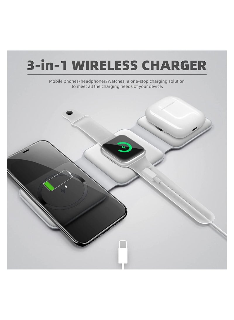 ELTRAZONE - Wireless Charging, 3 in 1 Wireless Charger,Wireless Magnetic Fast Charging Foldable Dock station Charger for iPhone 13/12/11/8/Pro/Max,for iWatch - Image 1