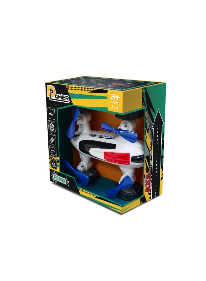 D-Power - Friction-Powered Fly Car with Rotating Propellers - White | Fun, Battery-Free Toy for Kids | Age 3+ - Image 5