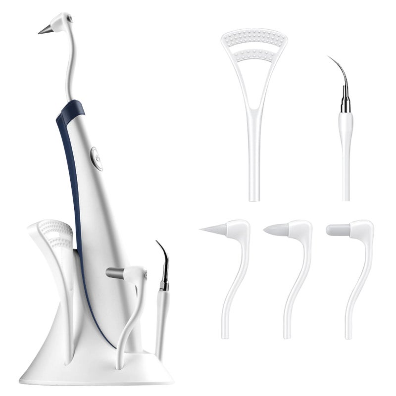 Cordless Oral Irrigator: White, 5 Multi-Function Working Heads, Ergonomic Comfort Grip - LED Light For Clear Oral View, Portable Water Pick for Home Travel Daily Oral Care - Image 1