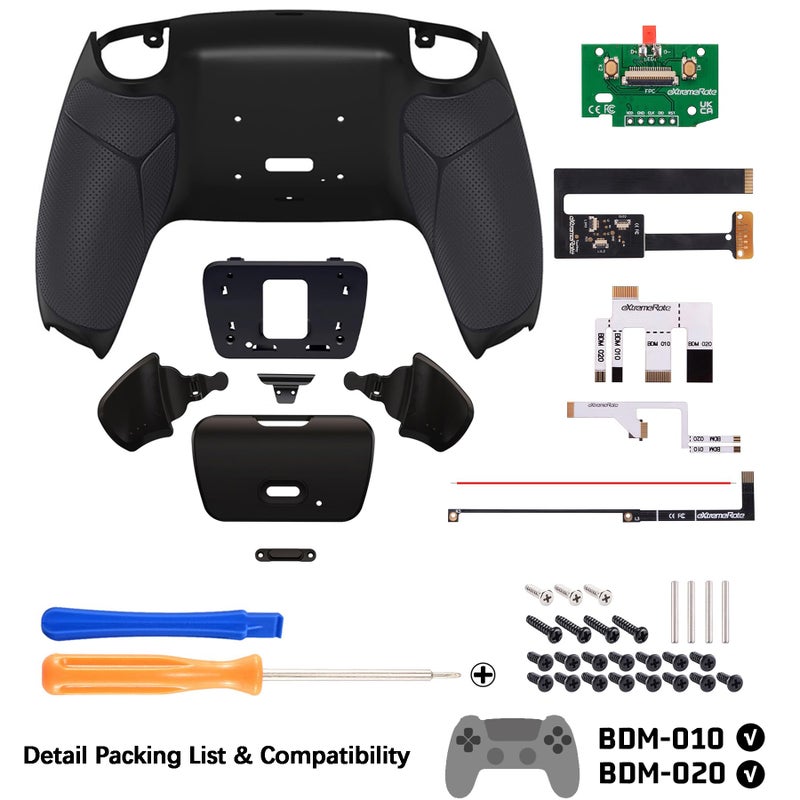 eXtremeRate Black Rubberized Grip Programable Rise 2.0 Remap Kit for PS5 Controller BDM-010 BDM-020 Models, Custom Upgrade Board & Redesigned Back Shell & Back Buttons Set for PS5 Controller - Image 3