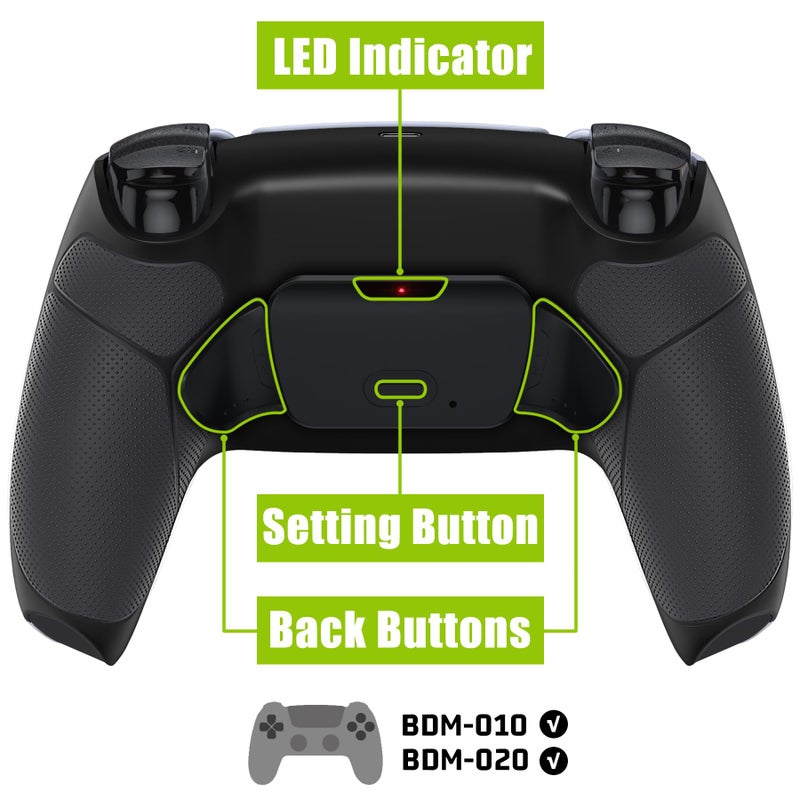 eXtremeRate Black Rubberized Grip Programable Rise 2.0 Remap Kit for PS5 Controller BDM-010 BDM-020 Models, Custom Upgrade Board & Redesigned Back Shell & Back Buttons Set for PS5 Controller - Image 4