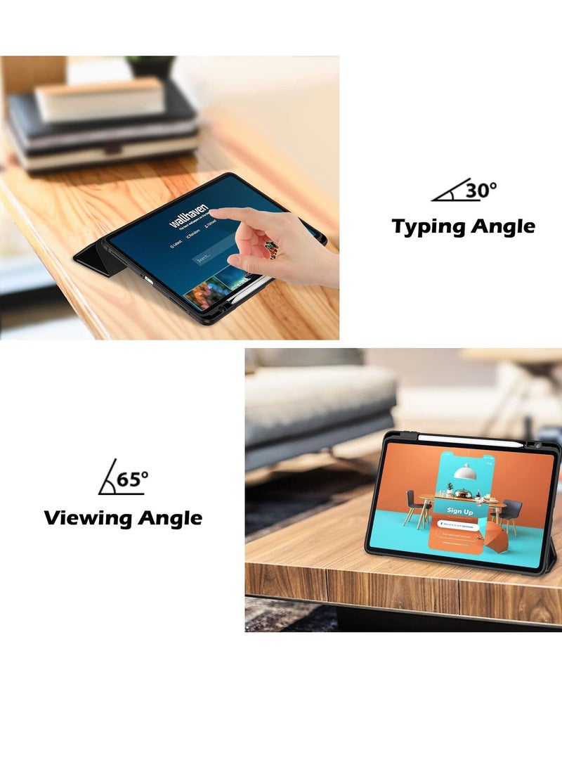 Procases Xiaomi Pad 5 / 5 Pro 11 inch 2021 Protective Slim Folio Smart Cover Transparent Hard Shell Back Case with Stylus Holder Black - Image 5