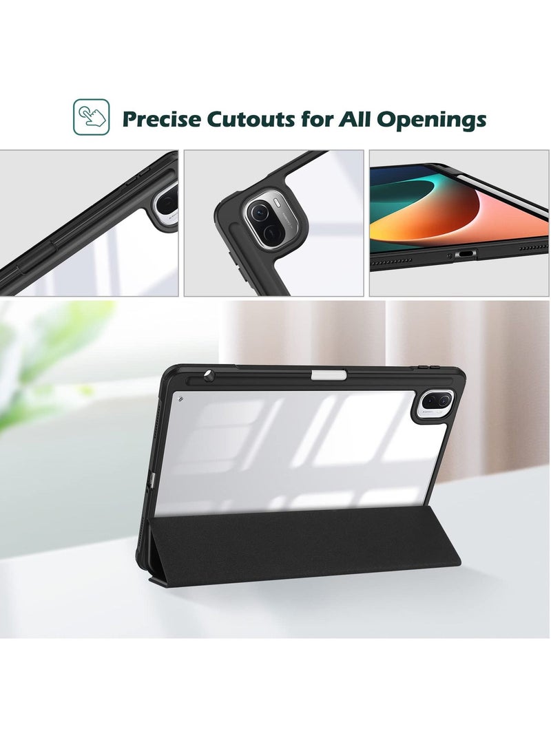 Procases Xiaomi Pad 5 / 5 Pro 11 inch 2021 Protective Slim Folio Smart Cover Transparent Hard Shell Back Case with Stylus Holder Black - Image 2