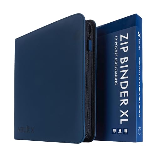 Vault X 12 XL Pocket Trading Card Zip Binder 624 Cards Premium ExoTec Album Material 26 SideLoading Pages Folder for Collectible Card Games Sports TCG Blue - Image 1