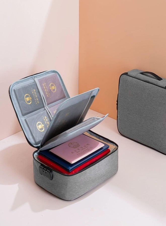 LOXBEE Multilayer Travel File Organiser Waterproof Document Storage Bag with Lock Important Documents Organizer Bag | Waterproof Bank Document Bag (Grey) - Image 2