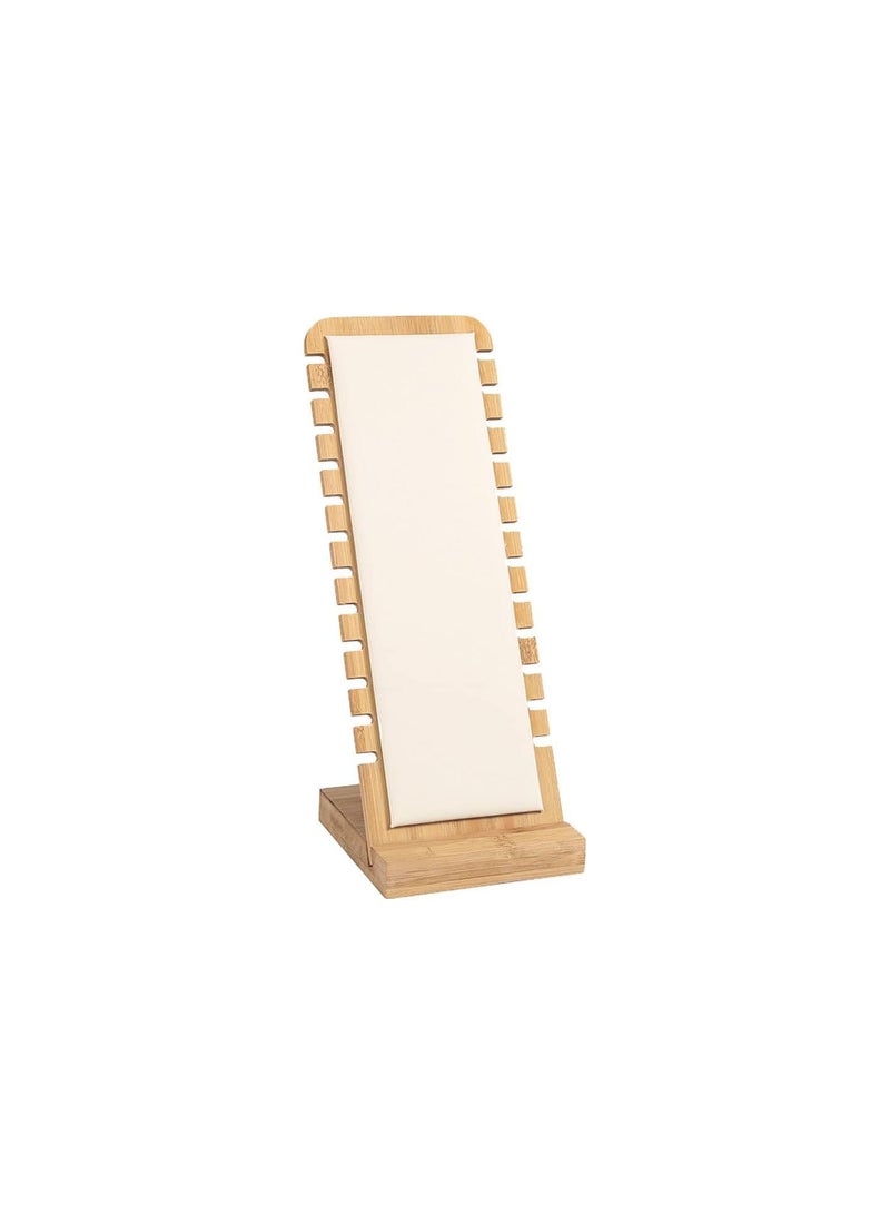 GGOOT Bamboo Necklace Display Stand, 12 Slots Vertical Necklace Holder Long Chain Jewelry Organizer with White Flocking Padded, 27x10cm Bracelet Display Board for Pendant Necklace - Image 1