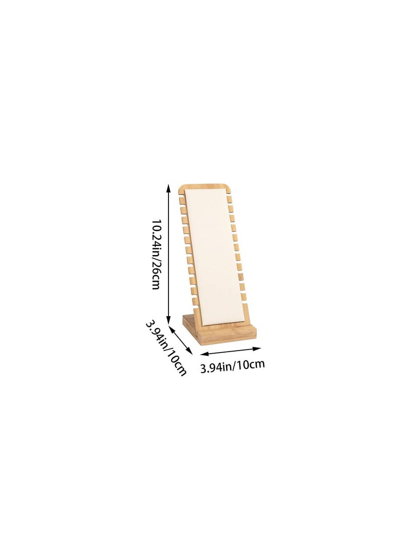 GGOOT Bamboo Necklace Display Stand, 12 Slots Vertical Necklace Holder Long Chain Jewelry Organizer with White Flocking Padded, 27x10cm Bracelet Display Board for Pendant Necklace - Image 3