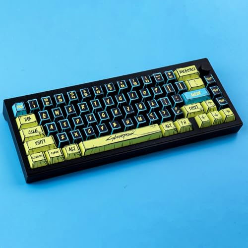 JOMKIZ PBT Keycaps - Japanese Manga Theme Keycaps Set, 131 Keys Cherry Profile Dye-Sub Custom Keycap, Cyberpunk 2077 Minimalist Style Key Caps for 60%, 65%, 75%, 100% Cherry MX Mechanical Keyboard - Image 4