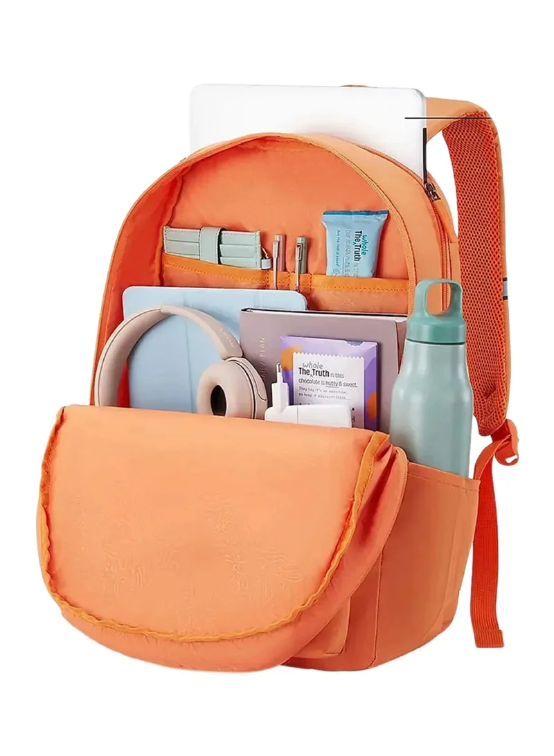 American Tourister Orange Riley Laptop Backpack, 28L Capacity, 100% Polyester, Orange|Fits 15.6" Laptop|Double Zipper Pocket Opening|Front Storage Compartments|Antimicrobial Treated Lining|Bottle Holder - 1 Year International Warranty for Women | Best Price UAE