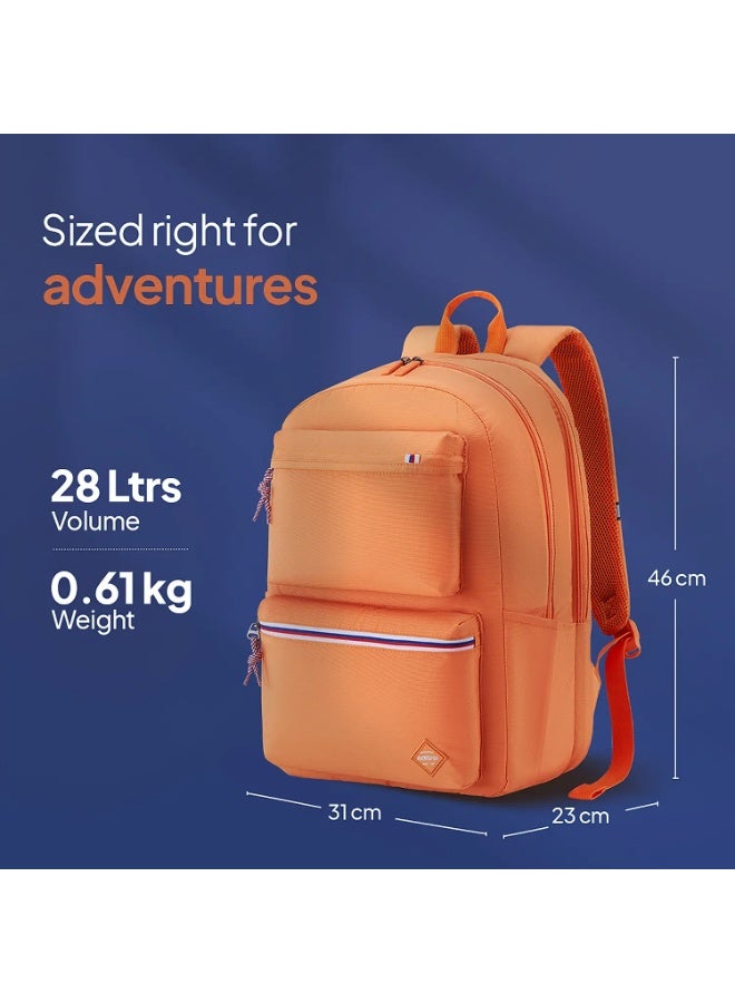 AMERICAN TOURISTER Riley Laptop Backpack, 28L Capacity, 100% Polyester, Orange|Fits 15.6" Laptop|Double Zipper Pocket Opening|Front Storage Compartments|Antimicrobial Treated Lining|Bottle Holder - 1 Year International Warranty - Image 3