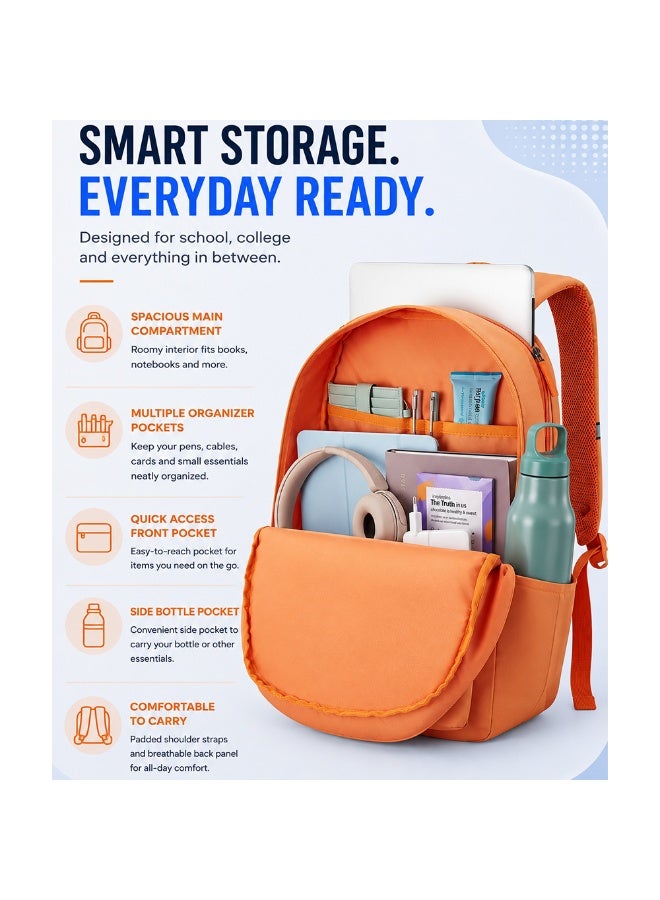 AMERICAN TOURISTER Riley Laptop Backpack, 28L Capacity, 100% Polyester, Orange|Fits 15.6" Laptop|Double Zipper Pocket Opening|Front Storage Compartments|Antimicrobial Treated Lining|Bottle Holder - 1 Year International Warranty - Image 5