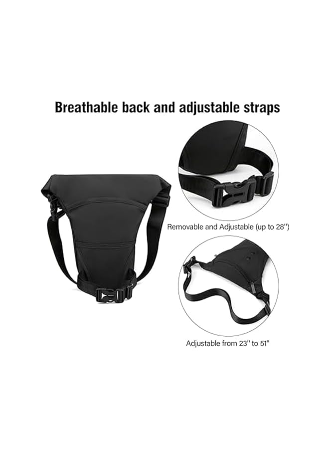 PROMASS promass Leg Bag for Men Fanny Packs, Women Men’s Outdoor Thigh Bags Motorcycle Ride Sling Bag for Camping Hiking Cycling Riding, Multifunctional Outdoor Cycling Gaiter Waist Bag, Black, 1 Pcs - Image 4