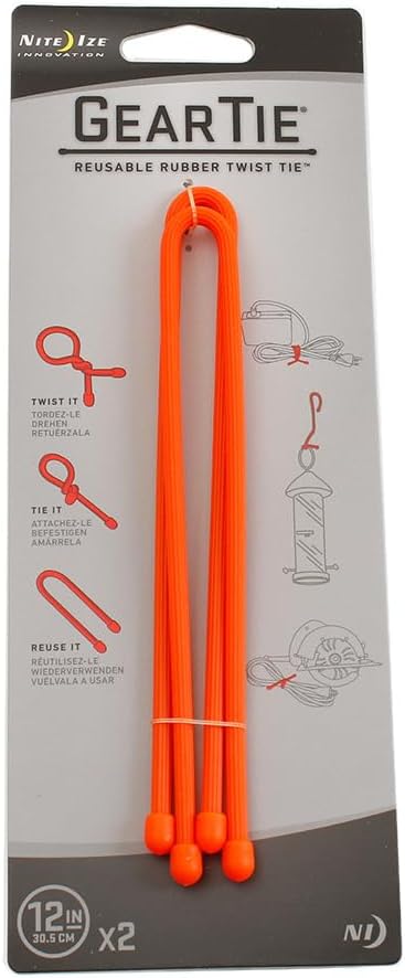 NiteIze Nite Ize 12 Gear Tie 2PK Orange Rubber - Image 1