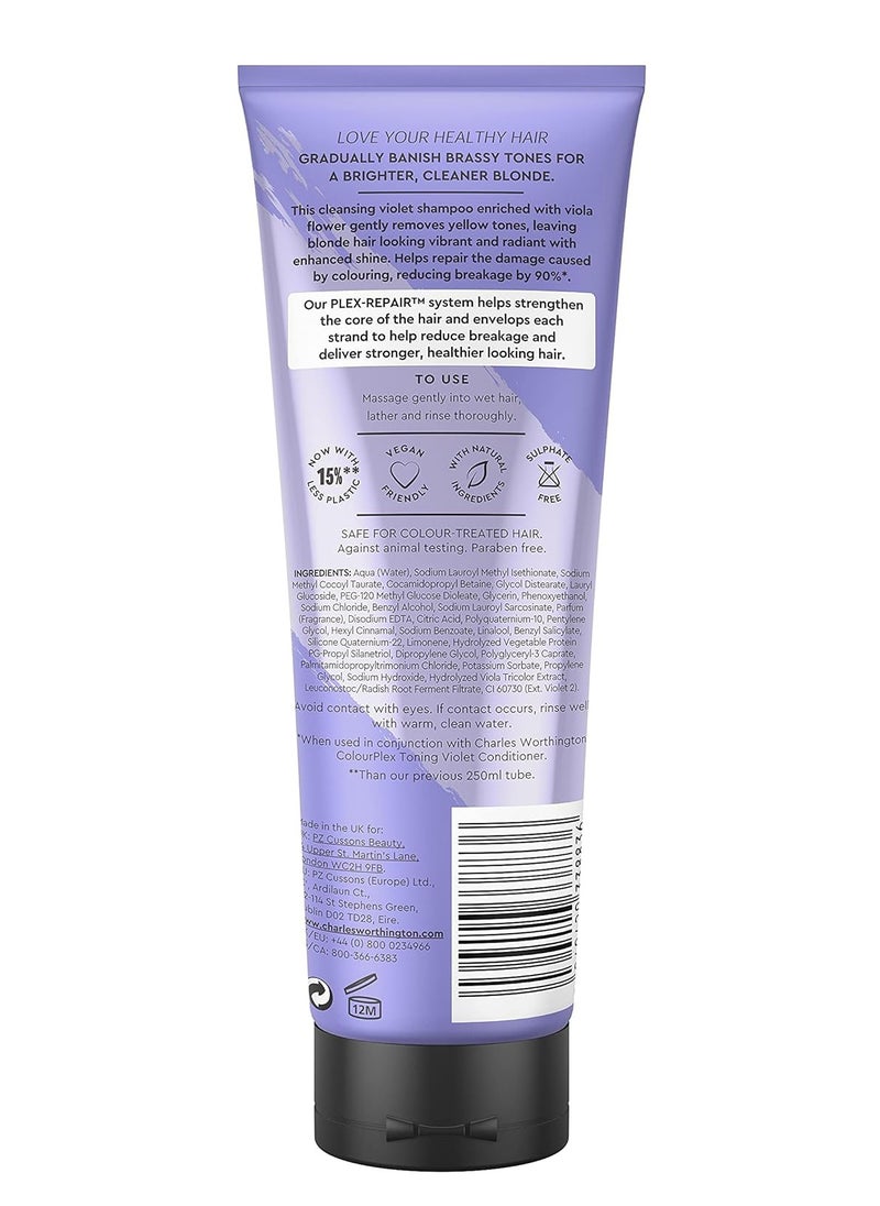 CHARLES WORTHINGTON Colour Plex Toning Violet Shampoo Tone and Brighten Purple Shampoo for Blonde Hair Salon Toning Shampoo for Blondes 250 ml  - Image 4