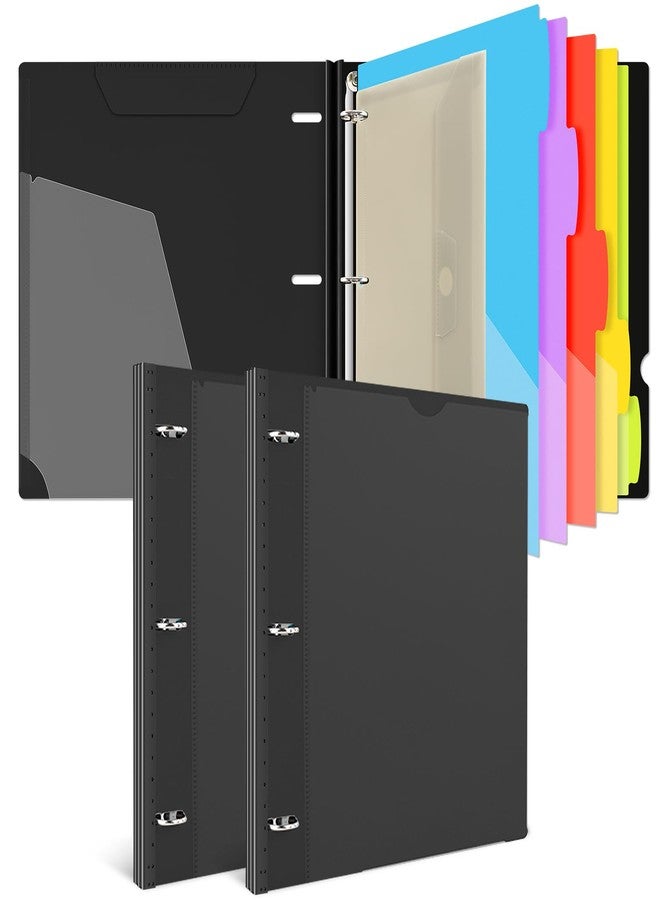 INFUN 1 Inch Telescoping Project Organizer Binder-2PCS,13 Pocket, Customizable Front Cover, 5 Colors Pocket Divider and Plastic Binder Pocket，225 Sheet Capacity-Black - Image 1