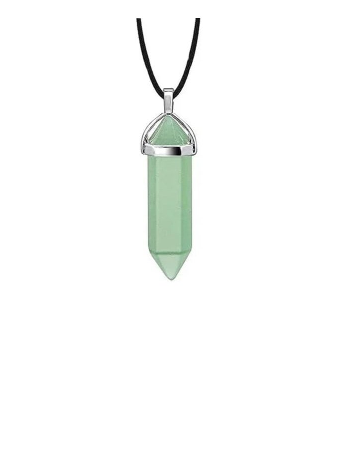 Fayrouz Jewellery Unisex crystal necklace with a natural leather cord and a crystal pendant of stones, a unisex hexagonal pendant from Fayrouz Jewelry  - Image 1
