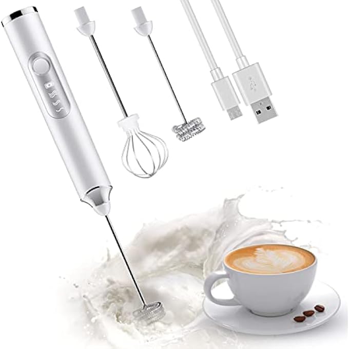 Unity Milk Frother Handheld Stainless Steel Electric Coffee Whisk And Egg Beater Rechargeable Battery Powered Automatic Milk Foamer Drink Mixer For Latte Cappuccino Hot Chocolate Matcha  White - Image 1