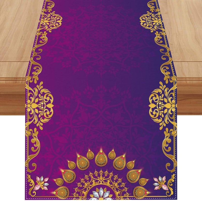 AAZEEM Diwali Table Runner Indian Festive Decorations and Supplies for Home Kitchen Dining Room Table | Multicolor | - Image 1