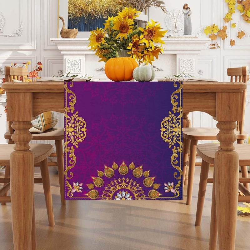 AAZEEM Diwali Table Runner Indian Festive Decorations and Supplies for Home Kitchen Dining Room Table | Multicolor | - Image 2