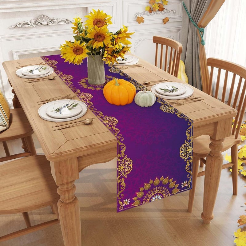 AAZEEM Diwali Table Runner Indian Festive Decorations and Supplies for Home Kitchen Dining Room Table | Multicolor | - Image 3