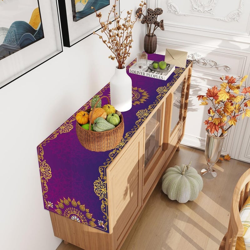 AAZEEM Diwali Table Runner Indian Festive Decorations and Supplies for Home Kitchen Dining Room Table | Multicolor | - Image 5