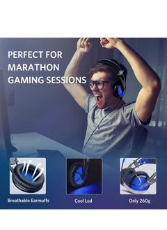 B581 USB Gaming Headset Lightweight - 7.1 Virtual Surround Sound - Noise-Cancelling Mic. - On-Ear Volume & Mute Controls - Blue LED Light - 50mm Speaker Unit - Comfort  Ear Pads - for PC  | Black  (Headset Hook Free ) - pzsku/ZC64EEB90656D8A937463Z/45/_/1740613345/12d997e3-ddfe-4575-84c2-2a2d23778b01