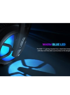 B581 USB Gaming Headset Lightweight - 7.1 Virtual Surround Sound - Noise-Cancelling Mic. - On-Ear Volume & Mute Controls - Blue LED Light - 50mm Speaker Unit - Comfort  Ear Pads - for PC  | Black  (Headset Hook Free ) - pzsku/ZC64EEB90656D8A937463Z/45/_/1740613365/36616cb2-3f0d-4f76-9278-16d94b277e91