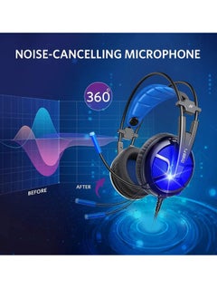 B581 USB Gaming Headset Lightweight - 7.1 Virtual Surround Sound - Noise-Cancelling Mic. - On-Ear Volume & Mute Controls - Blue LED Light - 50mm Speaker Unit - Comfort  Ear Pads - for PC  | Black  (Headset Hook Free ) - pzsku/ZC64EEB90656D8A937463Z/45/_/1740613388/877bc621-bb70-4495-807c-378e69d3c36e