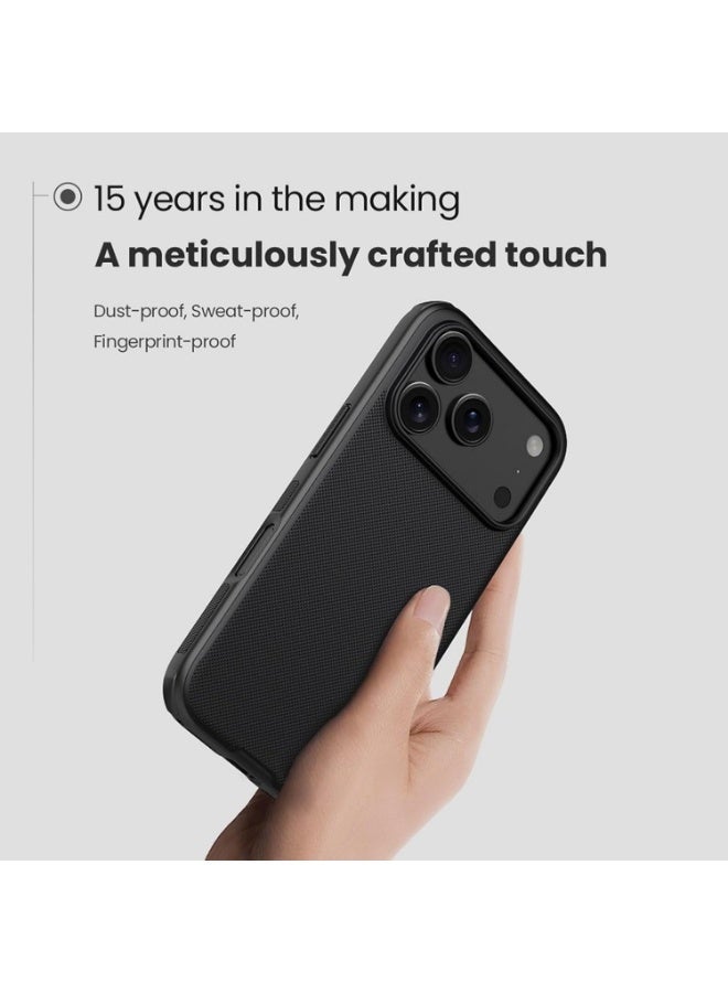 نيلكين Super Frosted Shield Pro Matte Case for  iPhone 17 Pro Dual-Layer PC+TPU Shockproof Protective Cover, Anti-Fingerprint, Dust-Resistant -Black - Image 4