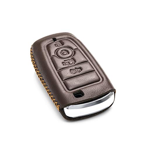 Vitodeco Leather Smart Key Fob Case Compatible with Ford Escape 2025, Bronco 2025, Explorer 2025, Edge 2025, Expedition 2025, F-150, Mustang 2025, F150 2025 and More Models (4-Button, Brown) - Image 3