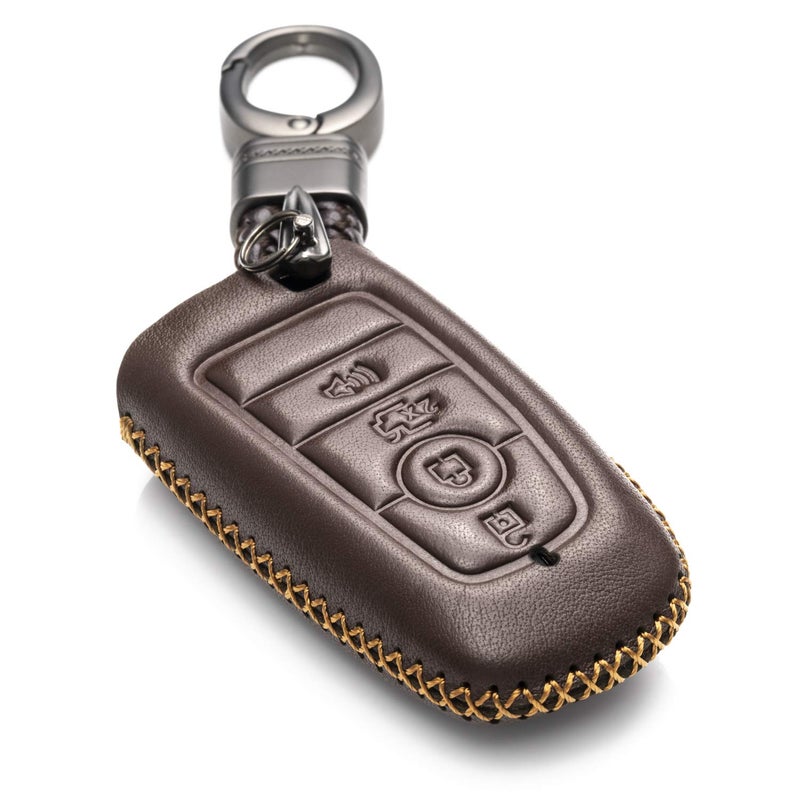 Vitodeco Leather Smart Key Fob Case Compatible with Ford Escape 2025, Bronco 2025, Explorer 2025, Edge 2025, Expedition 2025, F-150, Mustang 2025, F150 2025 and More Models (4-Button, Brown) - Image 5