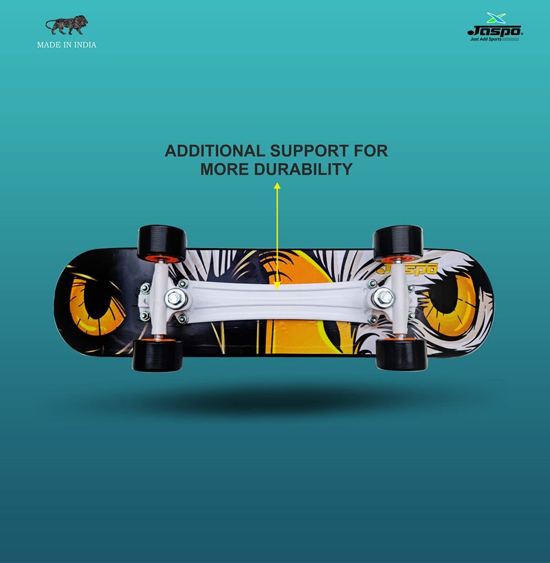 jaspo Vinyl Power Kids 26"X6" Inches Fiber Skateboard and Helmet, Knee&Elbow Guard for Beginners Boys&Girls (6 Years&Above) (Black Colour) (Intact) - Image 2