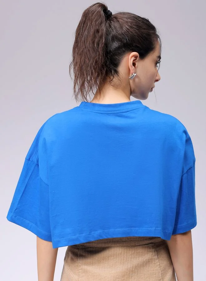 Freehand Women Boxy Fit Solid Cropped T-Shirt