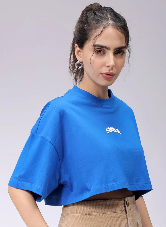 Freehand Women Boxy Fit Solid Cropped T-Shirt