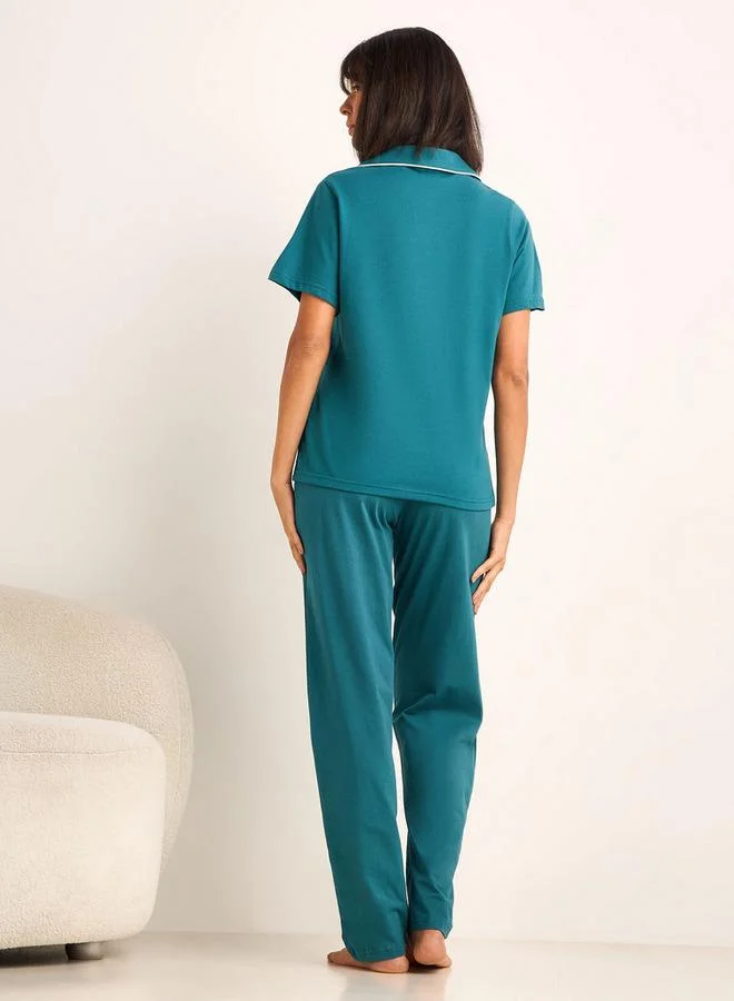 Splash FAV  Pyjama Set Button Down Shirt and Pants for Women | Best Price UAE