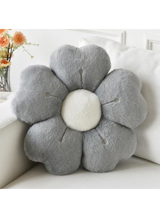 Ddliury Flower Pillow, Flower Shaped Pillow Decorative Throw Pillows for Bed Couch, Cute Daisy Pillow Dorm Decor Floor Seating Cushion (Grey, 15 Inches) - Image 1