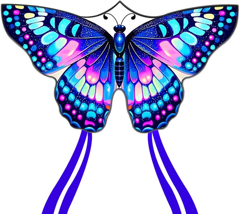 Flying Hoofer Butterfly Kite, Easy to Fly Kites for Kids & Adults, Beach Kites for Boys & Girls Ages 4-8 & 8-12, 55''X28'' Large Single Line Kite(Rainbow) - Image 1
