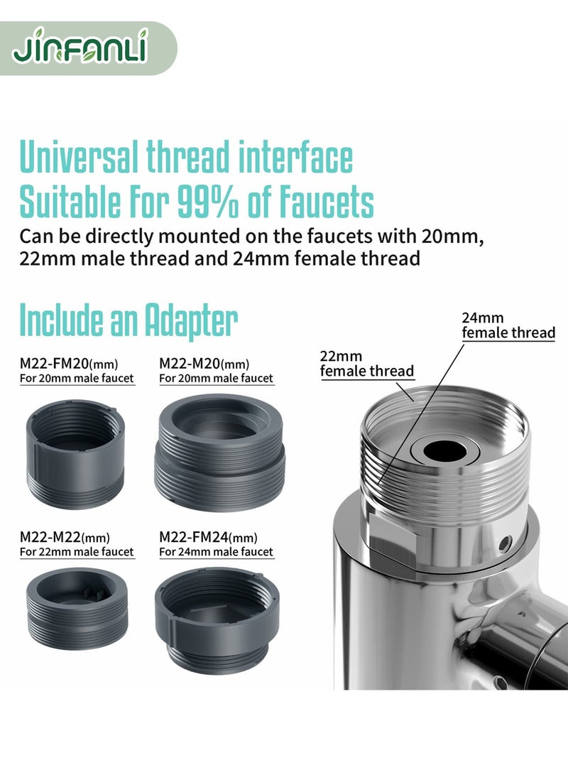 JINFANLI 1080° Swivel Faucet Water Filter - Alloy Bathroom/Kitchen Rotating Purifier with 2 Spray Modes & Water-Saving Aerator, Splash-Free Extension Mount System - Image 4