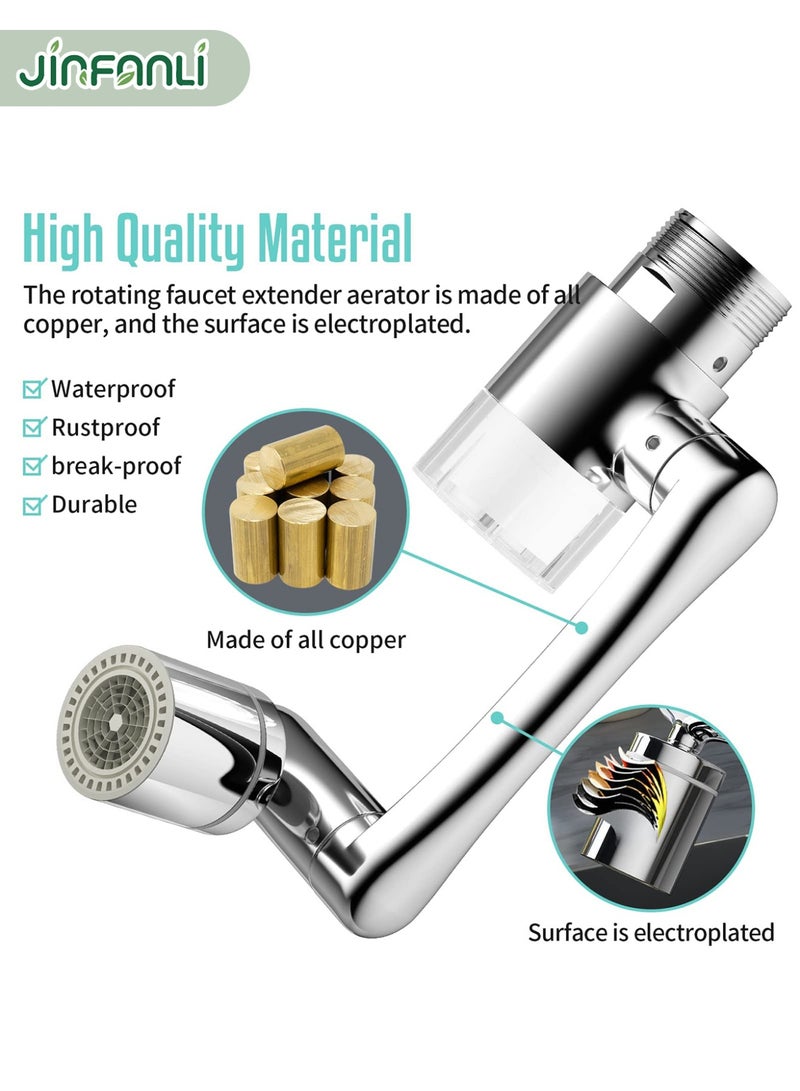 JINFANLI 1080° Swivel Faucet Water Filter - Alloy Bathroom/Kitchen Rotating Purifier with 2 Spray Modes & Water-Saving Aerator, Splash-Free Extension Mount System - Image 5